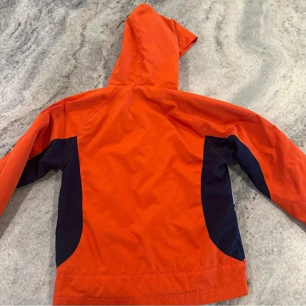 Nike Little Kid Jacket Zip Up Hooded Lightweight Orange Navy Blue Size 6